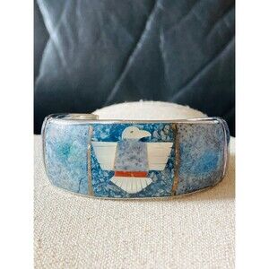 Mother of pearl coral eagle cuff bracelet